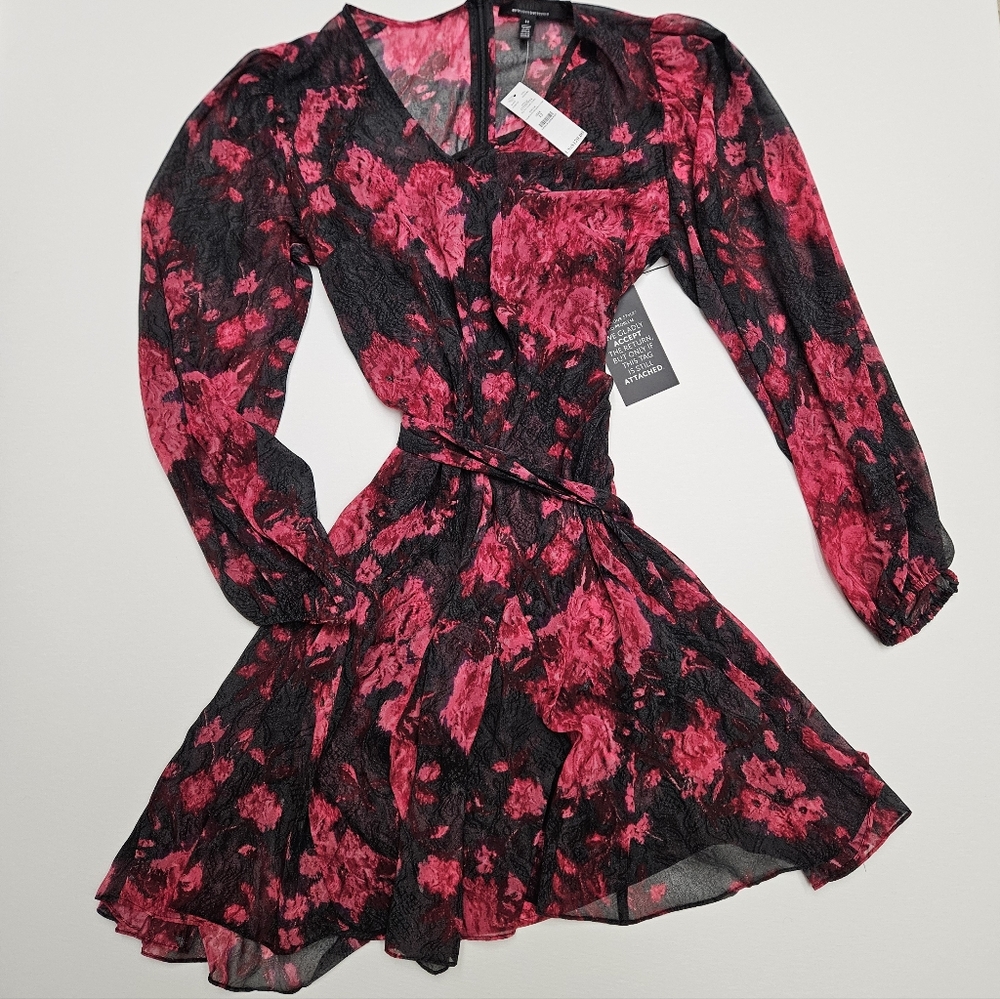 White House Black Market Red and Black Patterned Dress
